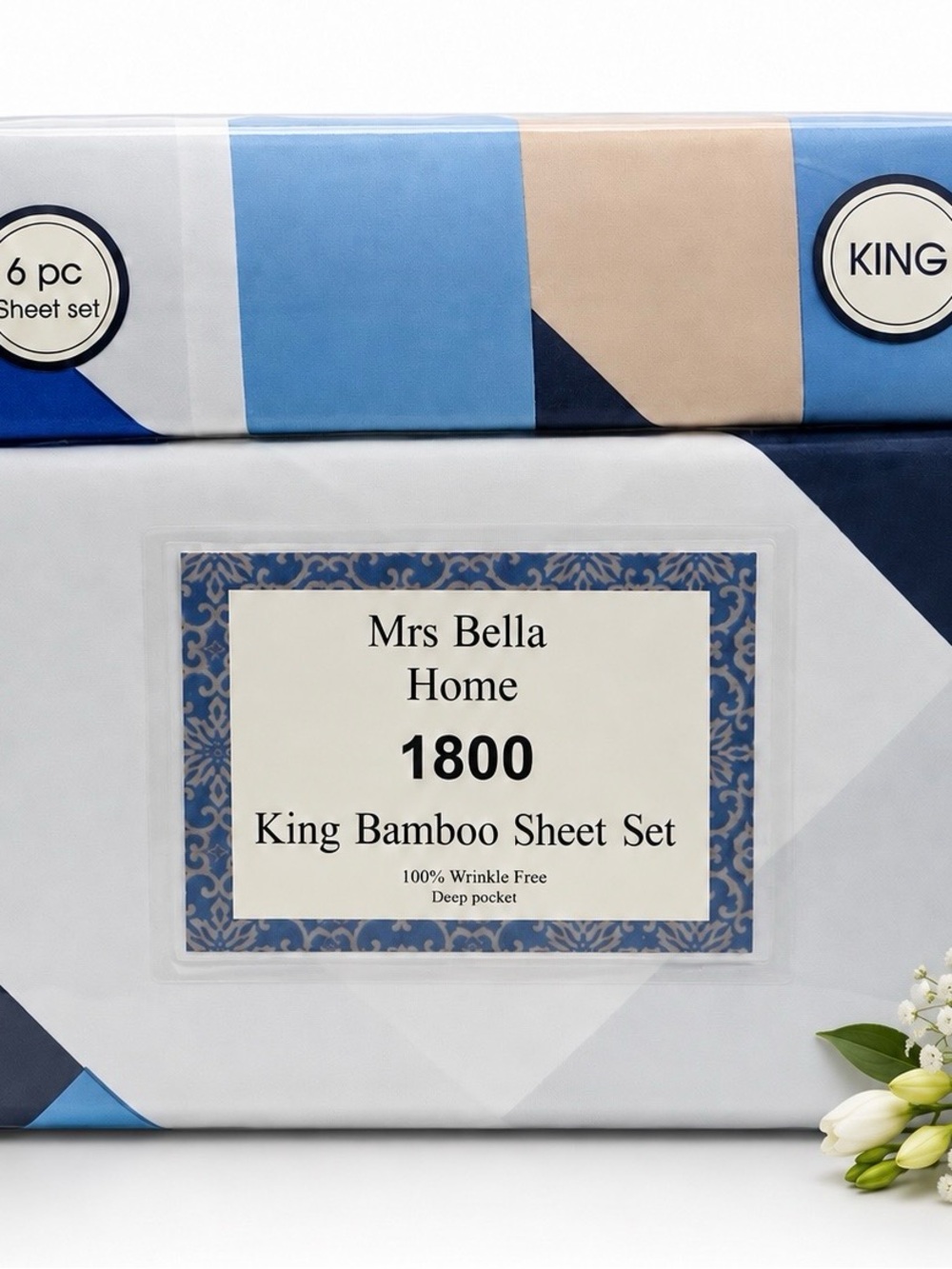 1800 King Bamboo Sheet Set - White
